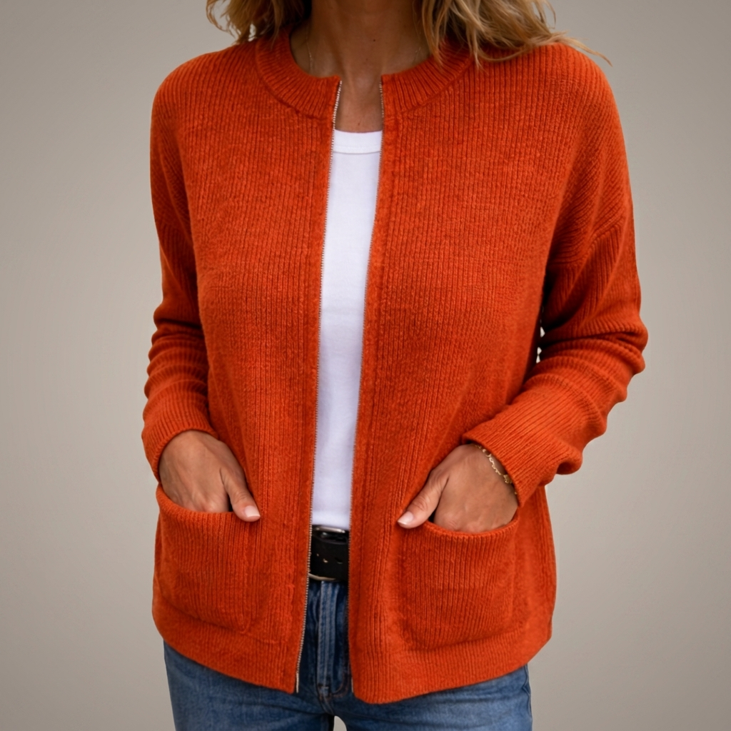 Diane | Soft Zip-Front Knit Cardigan