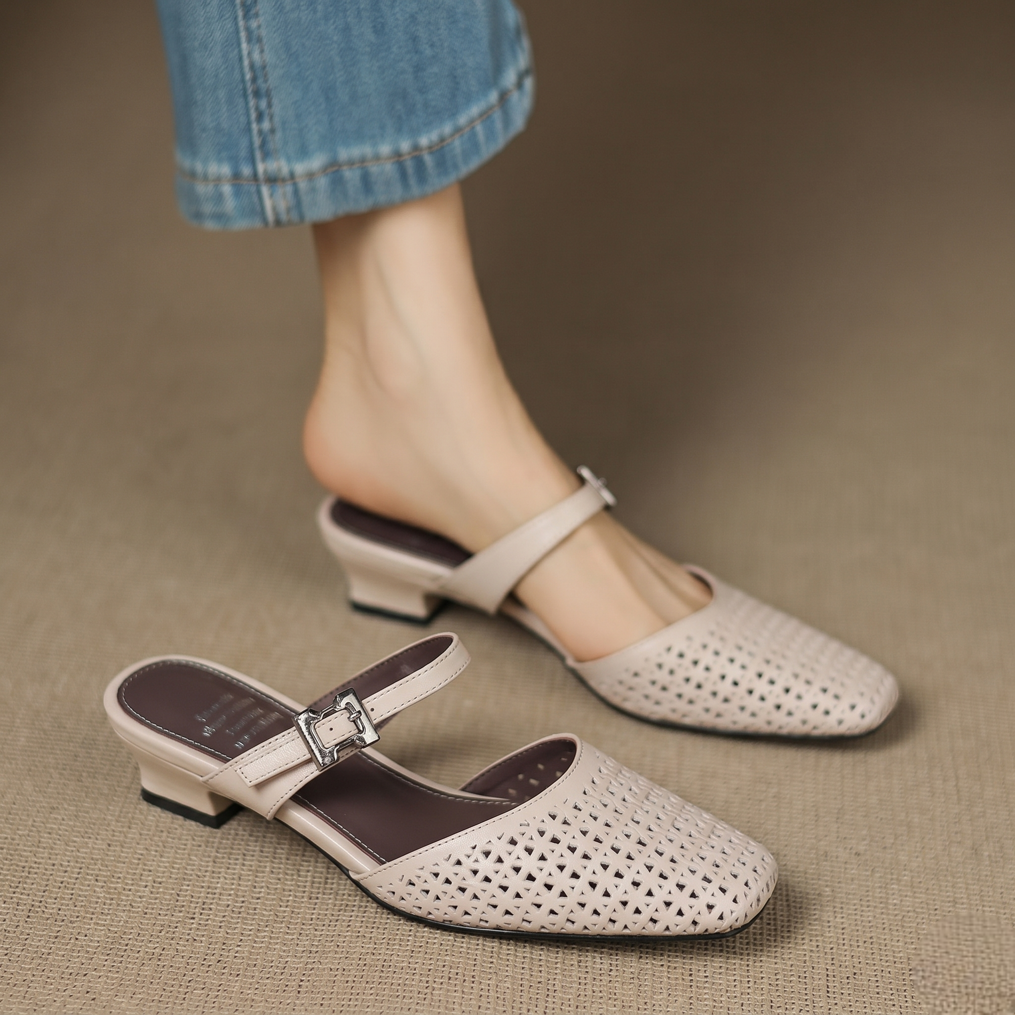 Ovia Genuine Leather Mules