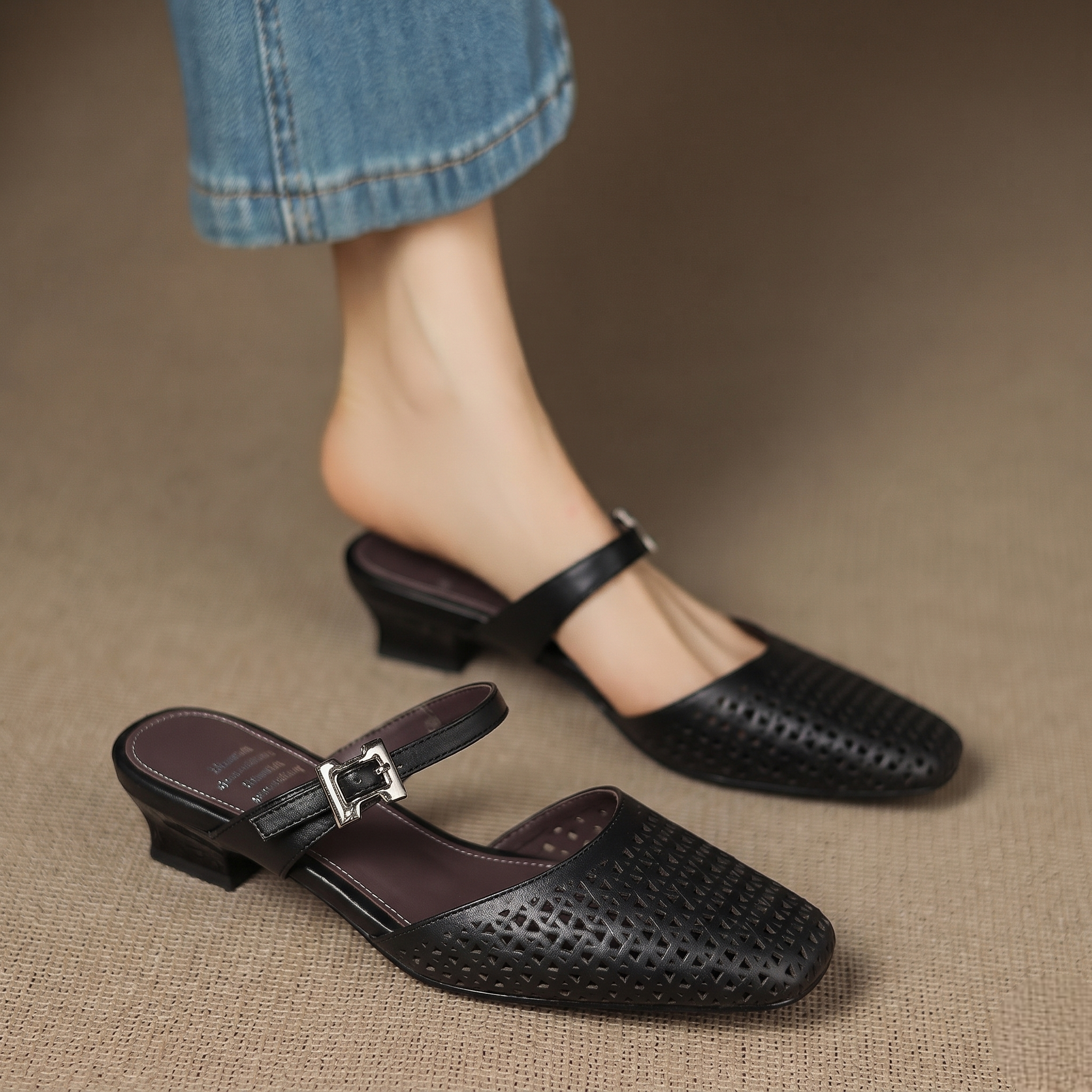 Ovia Genuine Leather Mules