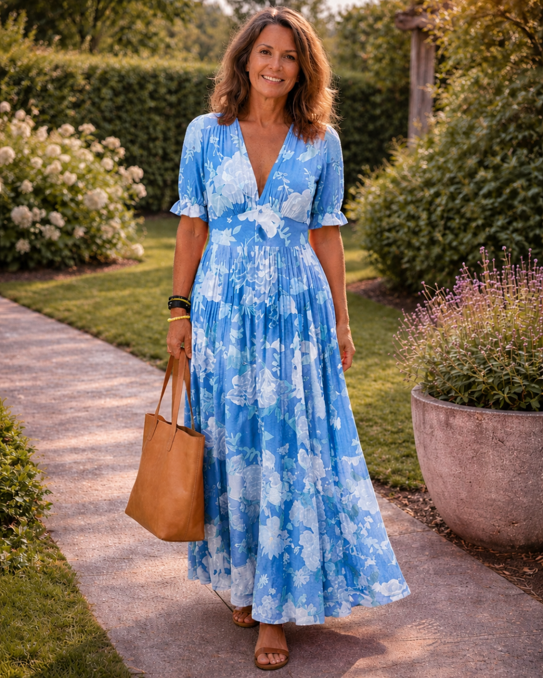 ELVENA™ | Floral V-Neck Maxi Dress