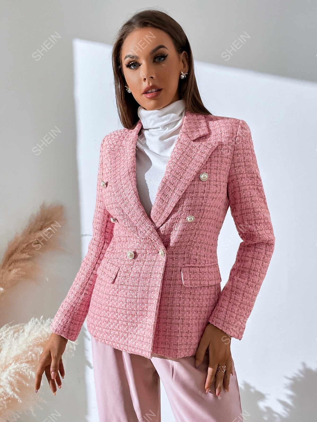 Zia | Tweed Plaid Breasted Blazer