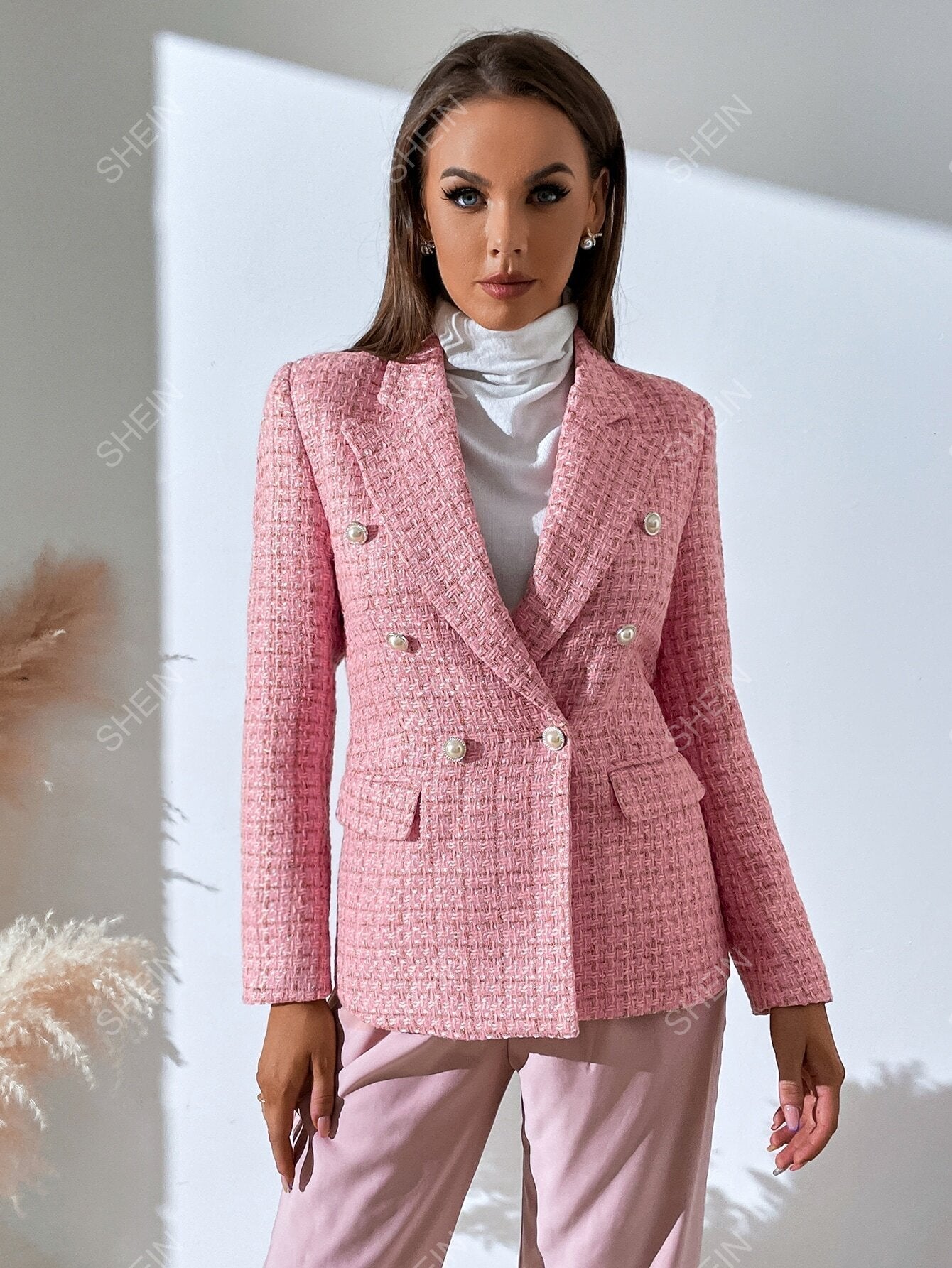 Zia | Tweed Plaid Breasted Blazer