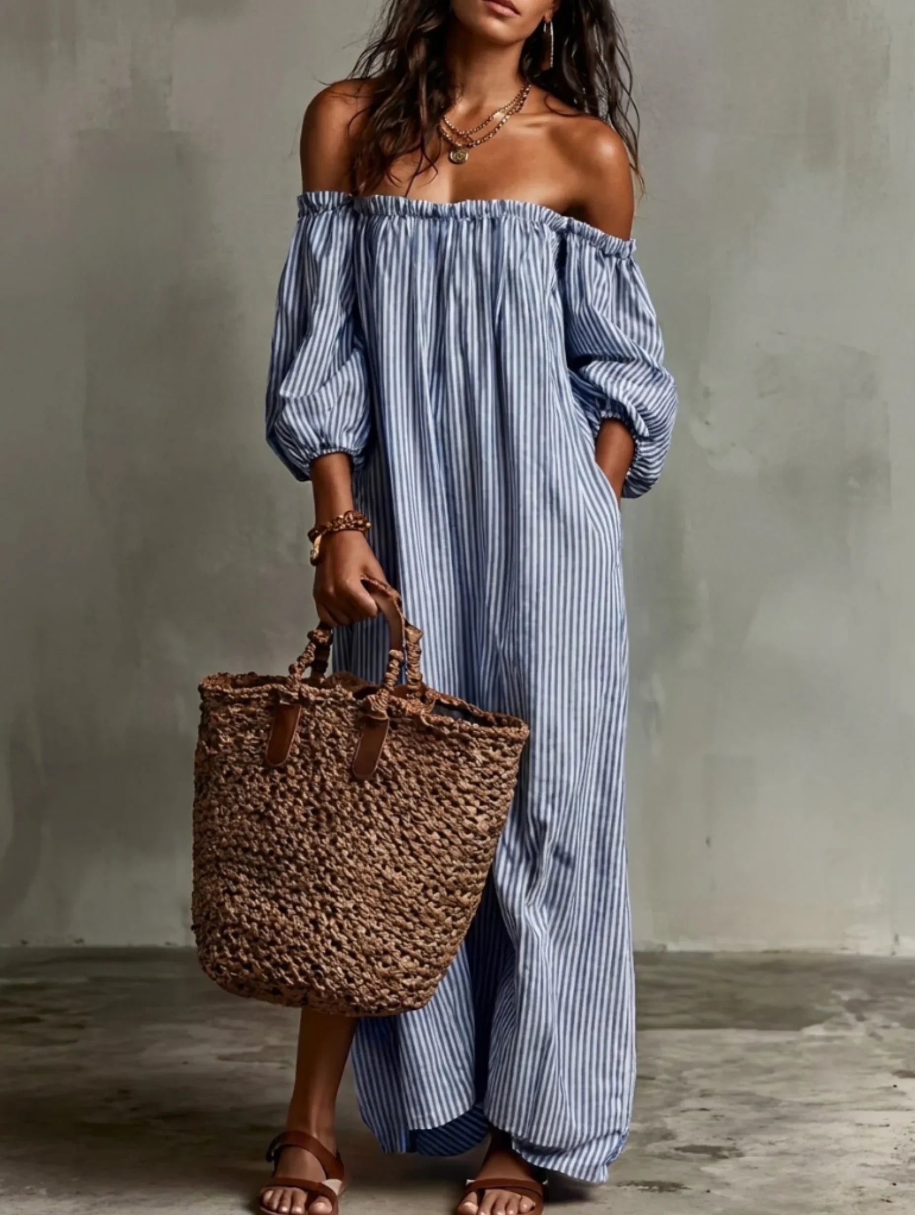 Elena | Flowy Off-the-Shoulder Maxi Dress
